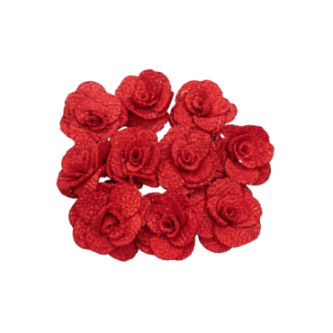 Kit 10 Flores Vermelha 3 cm Tecido Poliester