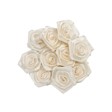 Kit 10 Rosas de Tecido Poliester Off White