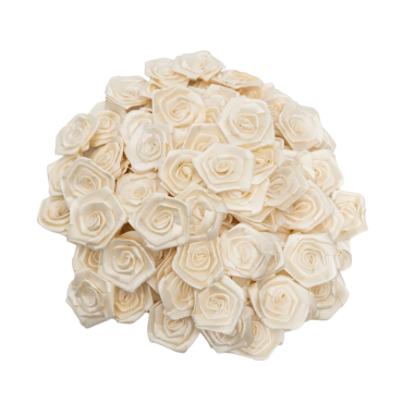 Kit 100 Rosas de Tecido Poliester Off White