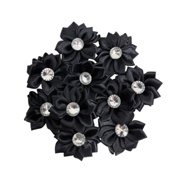 Kit de 10 Rosinhas Tecido Poliester Preto