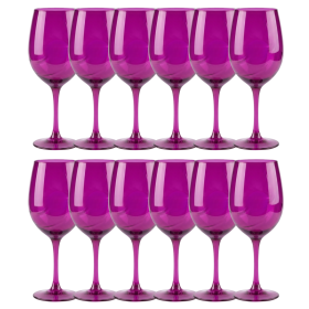 Kit 12 Taças Vidro Champanhe Prestige Nadir 490 ml Roxa