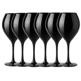 Kit 6 Taças Vidro Grande Premium Preta Lisa Nadir Água e Drinks
