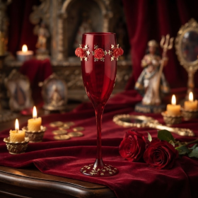 Taça Vidro Pomba Gira Vermelha Decorada Altar 186 ml