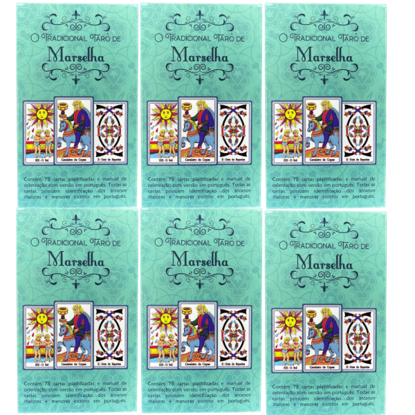 Kit 6 Baralhos O Tarot de Marselha 78 Cartas O Plastificadas e Identificadas