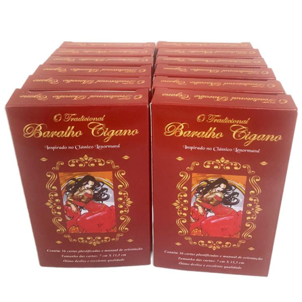 KIT 12 O Tradicional Baralho Cigano 36 Cartas Plastificadas
