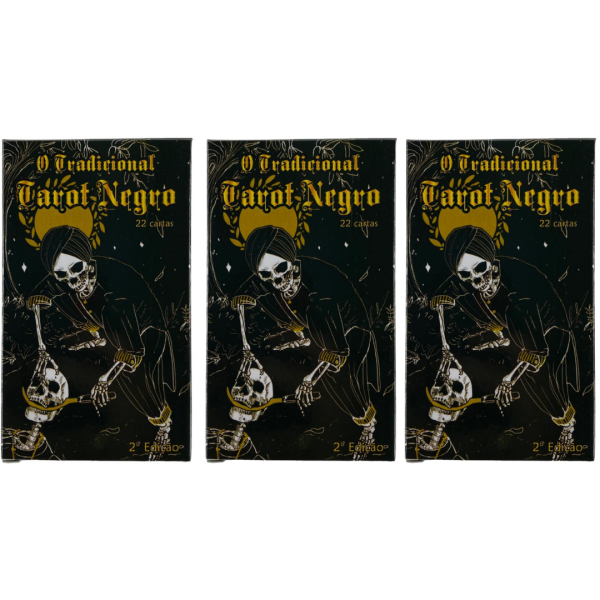 Kit 3 Baralhos o Tarot Negro 22 Cartas Plastificadas