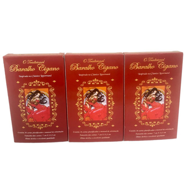 KIT 3 O Tradicional Baralho Cigano 36 Cartas Plastificadas