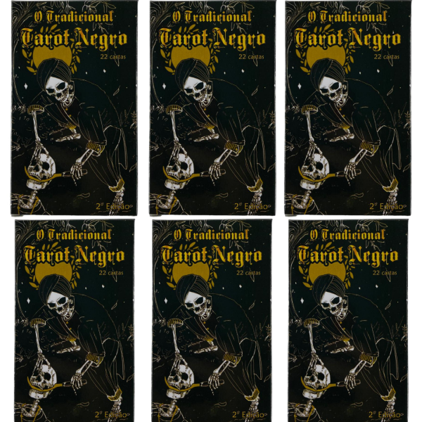 Kit 6 Baralhos o Tarot Negro 22 Cartas Plastificadas