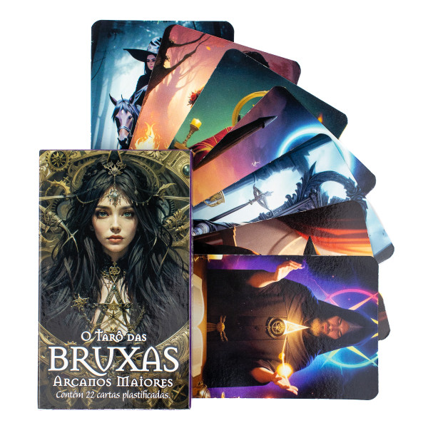 O Tarô das Bruxas Arcanos Maiores 22 Cartas Plastif e Manual