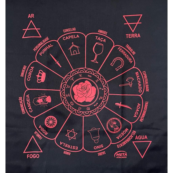 A Legítima Toalha Cigana Para Jogos Cartas 70x70cm Preta/Ver