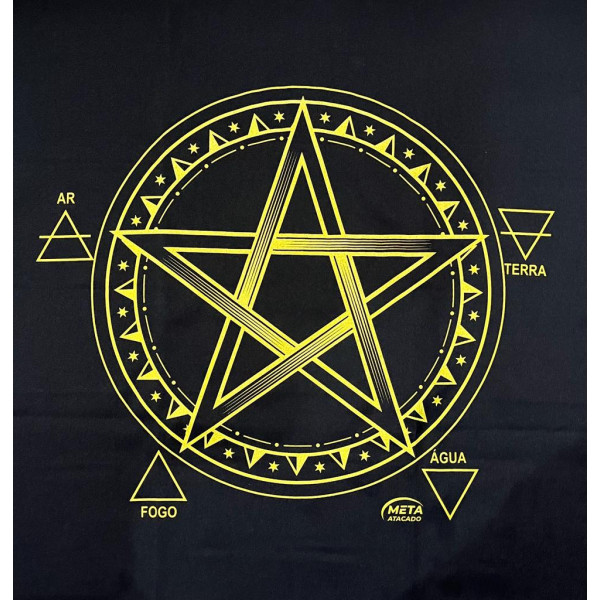 A Legítima Toalha Pentagrama Jogos Cartas 70x70cm Preta/Dour