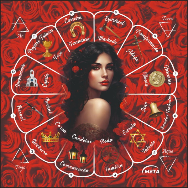 A Legítima Toalha Cigana Cartas 70x70cm Vermelho Vivo