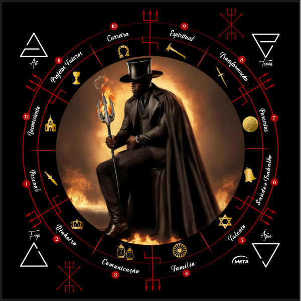 Toalha Altar Tarot Tecido Jogo Cartas Exu Capa Preta 70x70cm